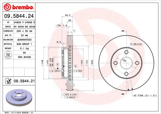 Brembo 09.5844.24 - Bremžu diski ps1.lv