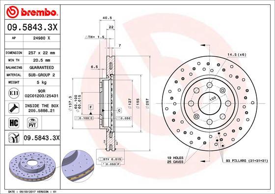 Brembo 09.5843.3X - Bremžu diski ps1.lv