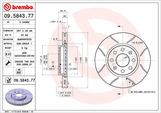 Brembo 09.5843.77 - Bremžu diski ps1.lv