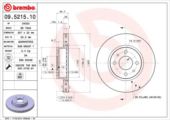 Brembo 09.5215.10 - Bremžu diski ps1.lv