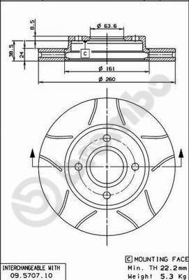 Brembo 09.5707.75 - Bremžu diski ps1.lv