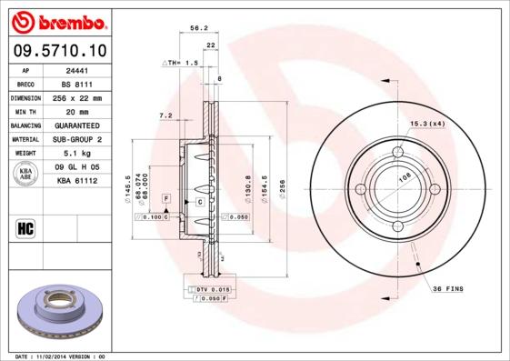 Brembo 09.5710.10 - Bremžu diski ps1.lv