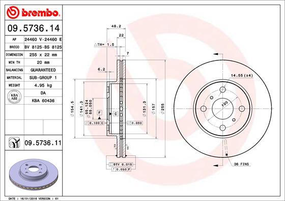 Brembo 09.5736.11 - Bremžu diski ps1.lv