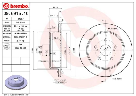 Brembo 09.6915.10 - Bremžu diski ps1.lv