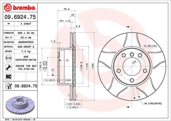 Brembo 09.6924.75 - Bremžu diski ps1.lv