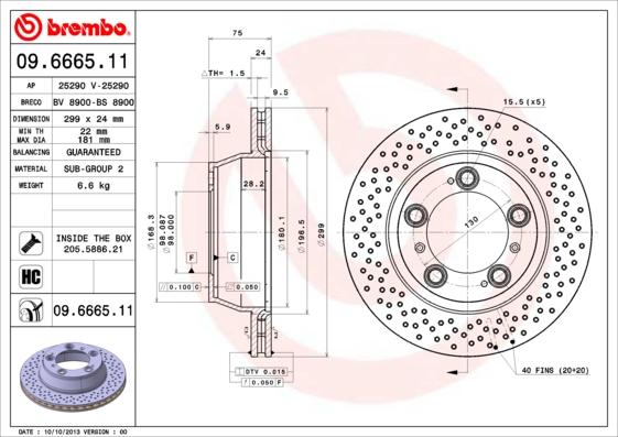 Brembo 09.6665.11 - Bremžu diski ps1.lv