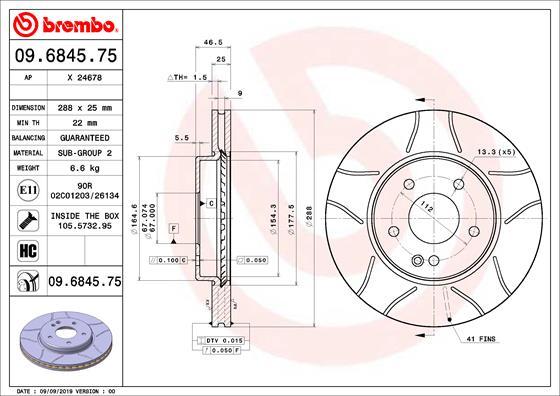 Brembo 09.6845.75 - Bremžu diski ps1.lv