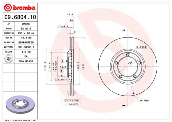 Brembo 09.6804.10 - Bremžu diski ps1.lv