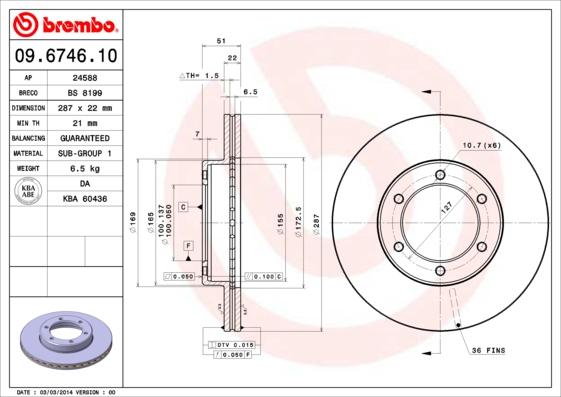 Brembo 09.6746.10 - Bremžu diski ps1.lv