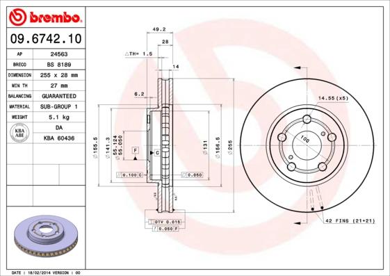 Brembo 09.6742.10 - Bremžu diski ps1.lv