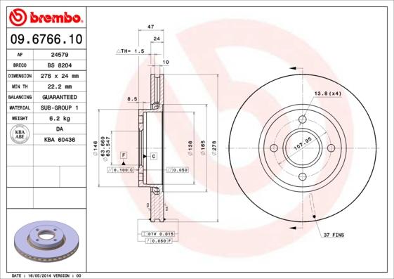 Brembo 09.6766.10 - Bremžu diski ps1.lv