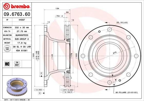 Brembo 09.6763.60 - Bremžu diski ps1.lv