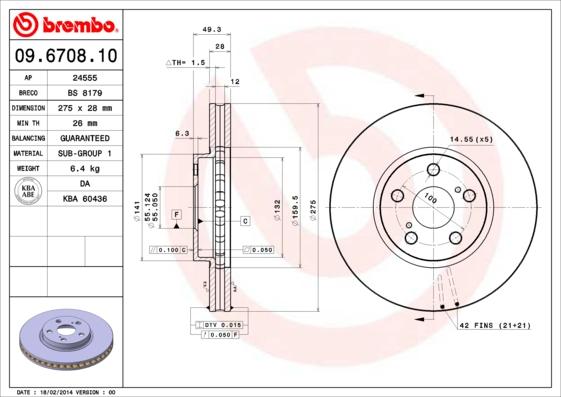 Brembo 09.6708.10 - Bremžu diski ps1.lv