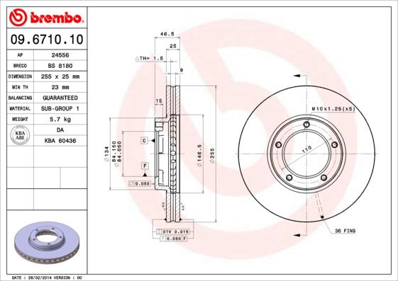 Brembo 09.6710.10 - Bremžu diski ps1.lv