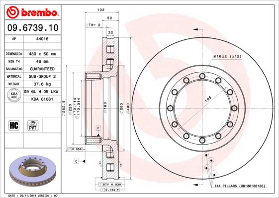 Brembo 09.6739.10 - Bremžu diski ps1.lv