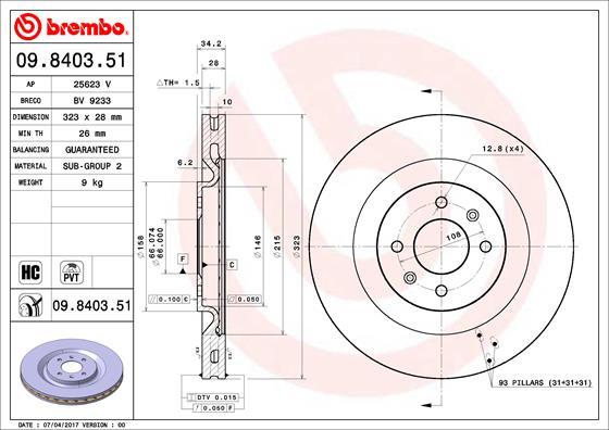 Brembo 09.8403.51 - Bremžu diski ps1.lv