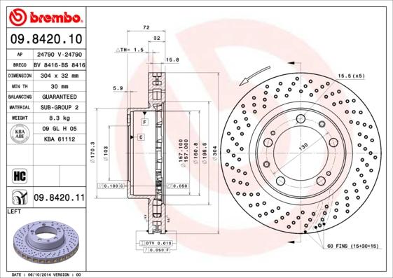 Brembo 09.8420.11 - Bremžu diski ps1.lv