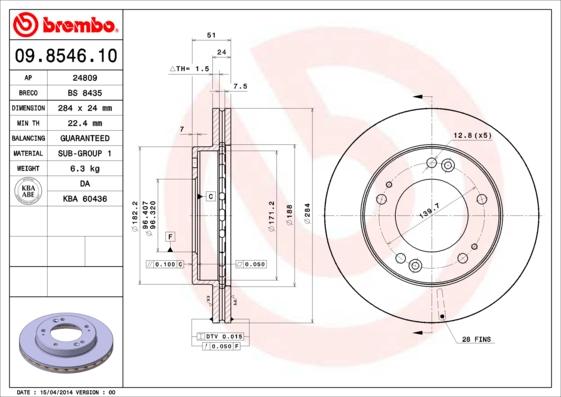 Brembo 09.8546.10 - Bremžu diski ps1.lv