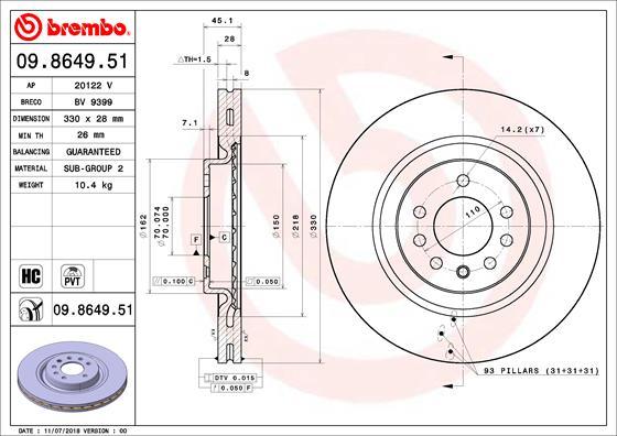 Brembo 09.8649.51 - Bremžu diski ps1.lv