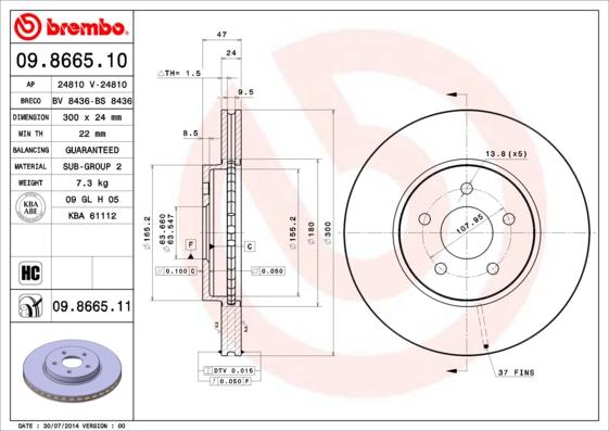 Brembo 09.8665.11 - Bremžu diski ps1.lv