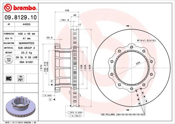 Brembo 09.8129.10 - Bremžu diski ps1.lv