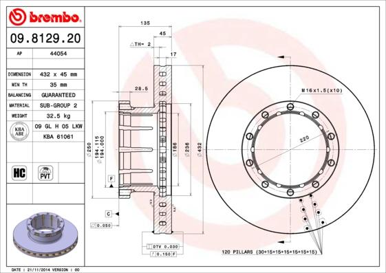 Brembo 09.8129.20 - Bremžu diski ps1.lv