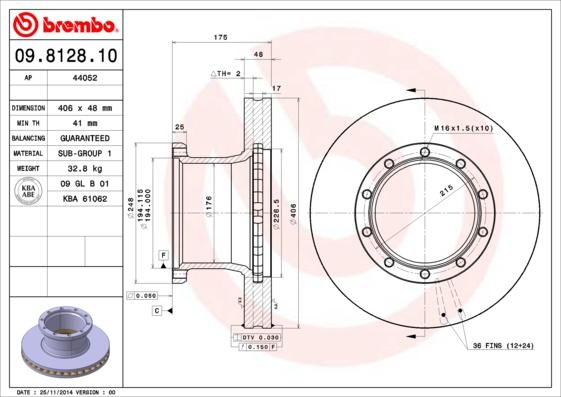 Brembo 09.8128.10 - Bremžu diski ps1.lv