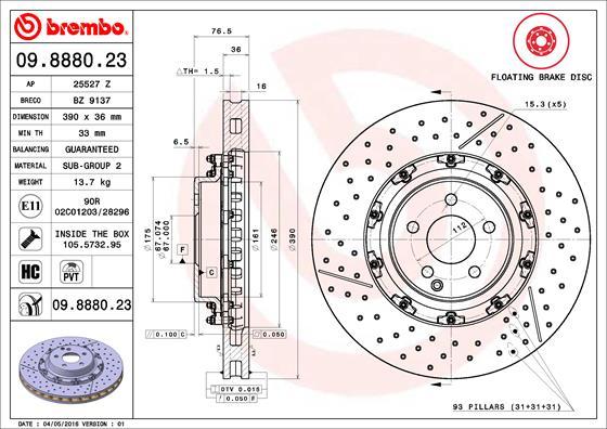 Brembo 09.8880.23 - Bremžu diski ps1.lv