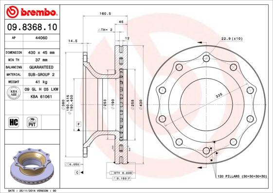 Brembo 09.8368.10 - Bremžu diski ps1.lv