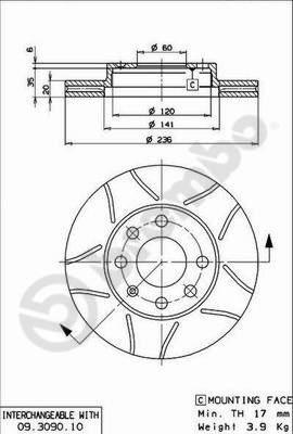 Brembo 09.3090.75 - Bremžu diski ps1.lv