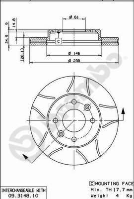 Brembo 09.3148.75 - Bremžu diski ps1.lv