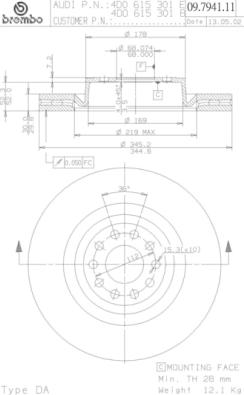 Brembo 09.7941.11 - Bremžu diski ps1.lv