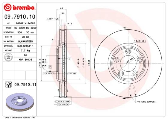 Brembo 09.7910.11 - Bremžu diski ps1.lv