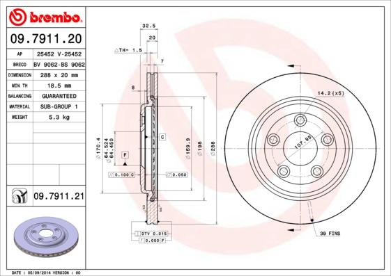 Brembo 09.7911.21 - Bremžu diski ps1.lv