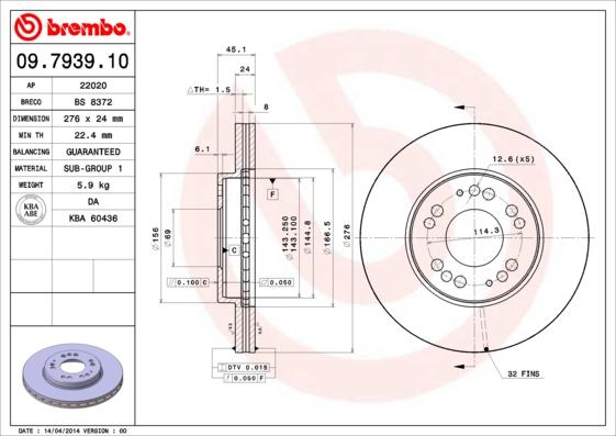 Brembo 09.7939.10 - Bremžu diski ps1.lv