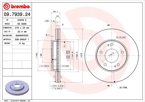 Brembo 09.7939.24 - Bremžu diski ps1.lv