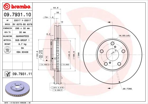 Brembo 09.7931.10 - Bremžu diski ps1.lv