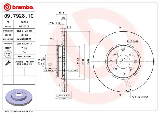 Brembo 09.7928.10 - Bremžu diski ps1.lv