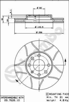 Brembo 09.7628.75 - Bremžu diski ps1.lv