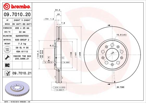 Brembo 09.7010.20 - Bremžu diski ps1.lv