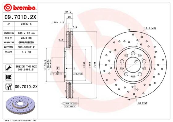 Brembo 09.7010.2X - Bremžu diski ps1.lv