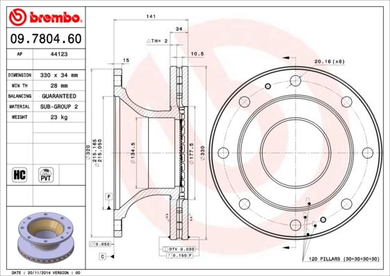 Brembo 09.7804.60 - Bremžu diski ps1.lv