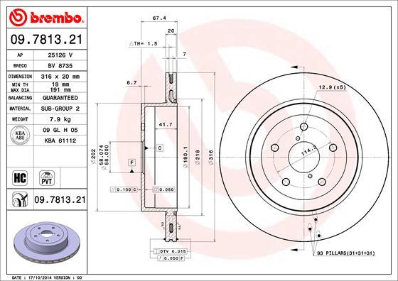 Brembo 09.7813.21 - Bremžu diski ps1.lv