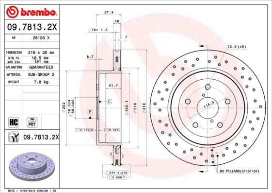 Brembo 09.7813.2X - Bremžu diski ps1.lv