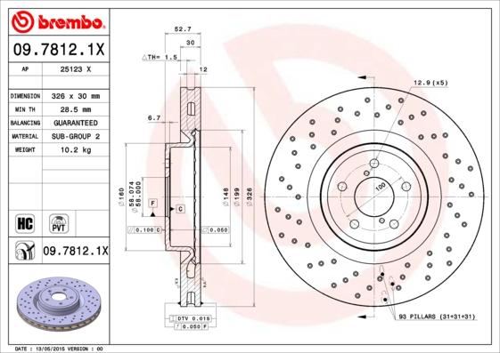 Brembo 09.7812.1X - Bremžu diski ps1.lv