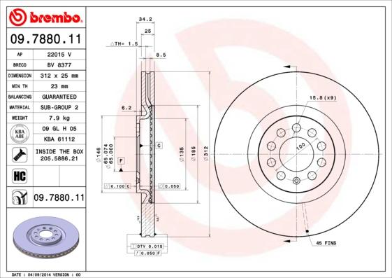 Brembo 09.7880.11 - Bremžu diski ps1.lv