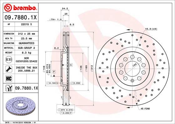 Brembo 09.7880.1X - Bremžu diski ps1.lv