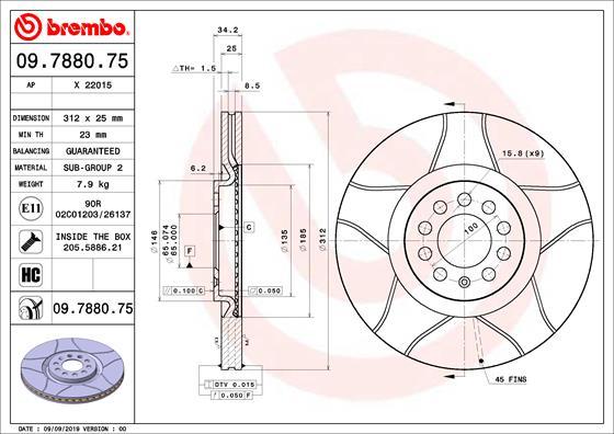 Brembo 09.7880.75 - Bremžu diski ps1.lv