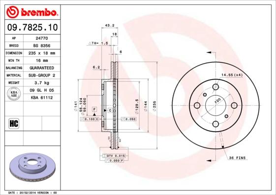 Brembo 09.7825.10 - Bremžu diski ps1.lv