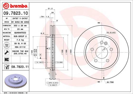 Brembo 09.7823.11 - Bremžu diski ps1.lv